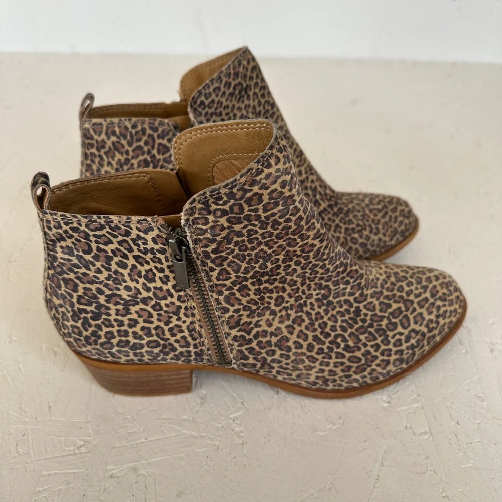Lucky Brand Leather Cheetah Print Booties Size 9.5